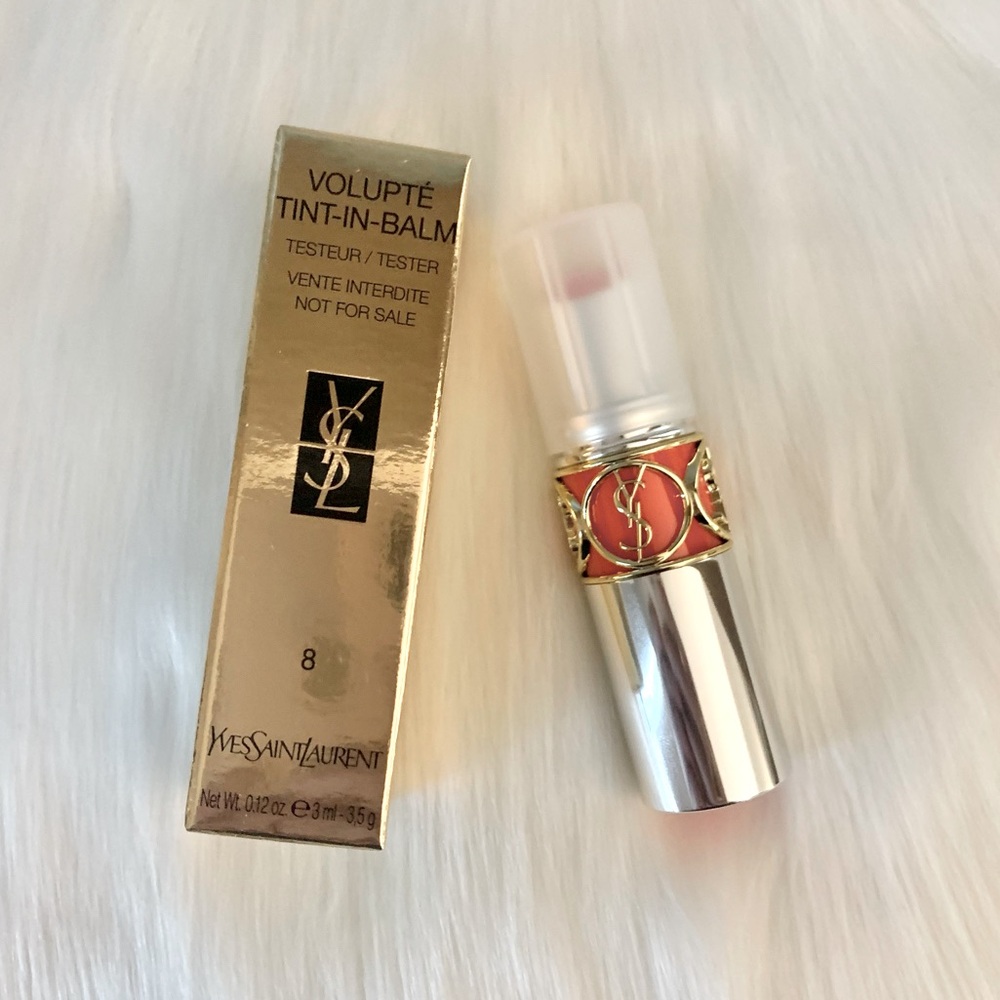 YSL Volupte Tint in Balm Lipstick in #8 Catch Me Orange Full Size NIB